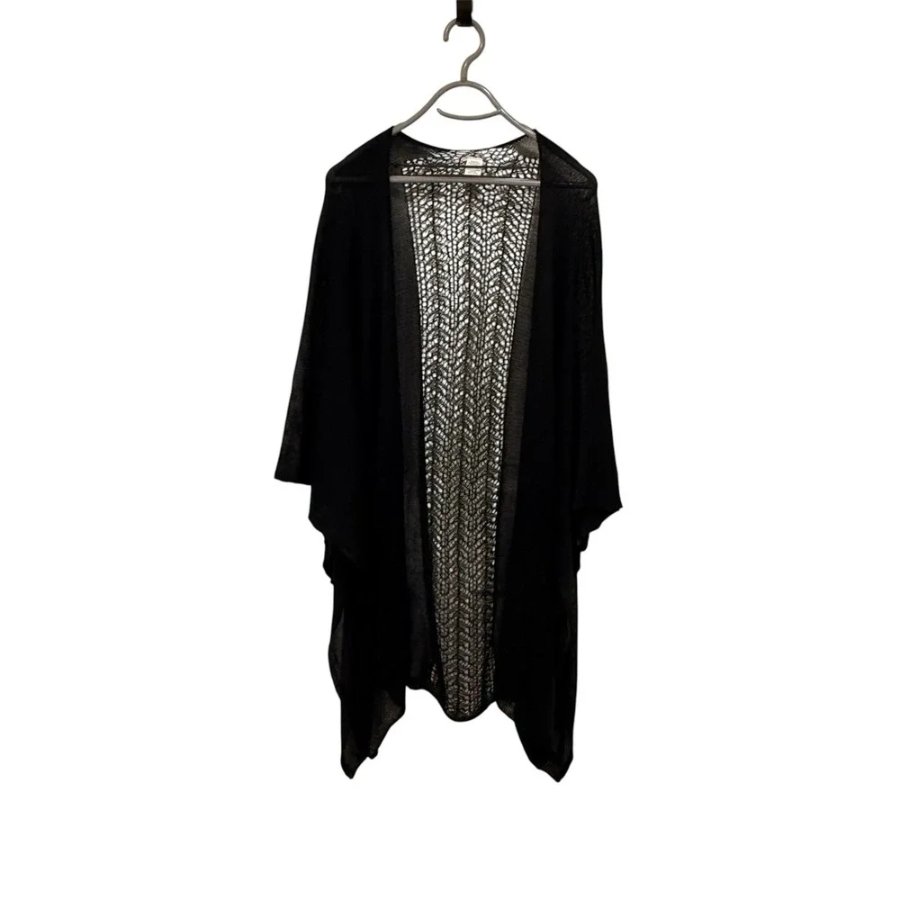 Women's Black Batwing Shawl Hallo Witchy Festival Goth Spiderweb Crochet OS